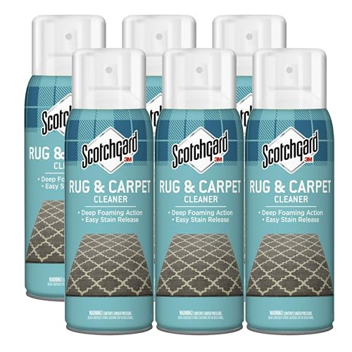 Image of Scotchgard Rug & Carpet Cleaner, Fabric Cleaner Blocks Stains, Cleaning Sprays Make Cleanup Easier, Six 16.5 oz Cans