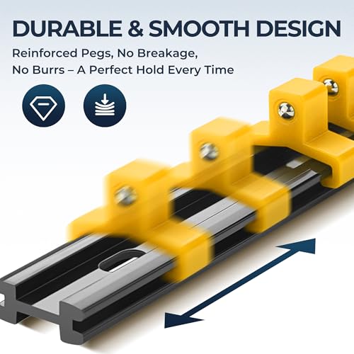 Image of Reniteco 9-Pack Socket Organizer Set, 1 /4 inch x 48 3 /8 inch x 45 1 /2 inch x 36 Clips | 129 Clip Capacity, Havy-Duty ABS Socket Rails, Removable Clips, Drive Socket Storage, Toolbox Drawer or Wall Mount