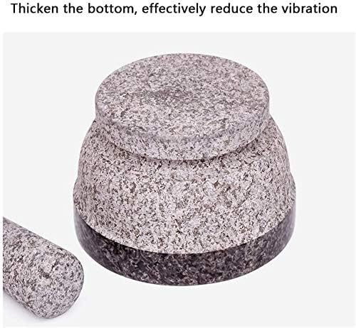 Set Heavy Duty Unpolished Granite Pestle Bowl and Mortar Large Stone Grinder