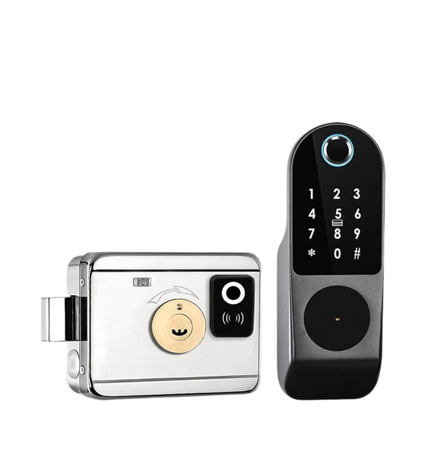 Brama zewnętrzna wodoodporny inteligentny zamek TTlock Tuya podwójna blokada z użyciem linii papilarnych hasło/karta elektroniczna/klucz/odblokowanie aplikacji dla domowego zamka elektronicznego(Tuya