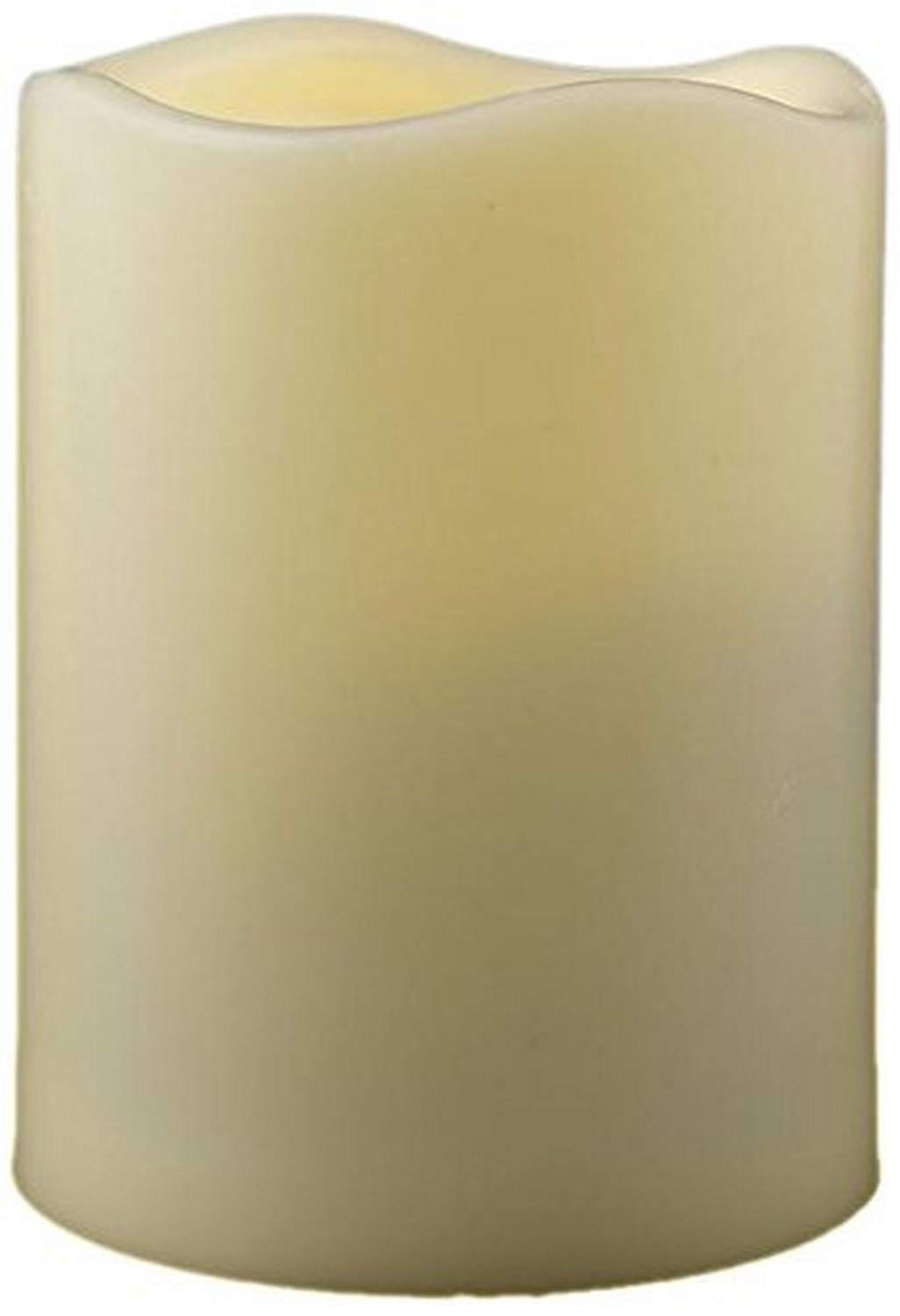 Pacific Accents3" X 3.75" Melted Top Ivory Resin Flameless Pillar, 3" Diameter, 3.75" I