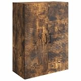 Owoxanthellate Armadio da parete in rovere affumicato, 66 x 34,5 x 90 cm, pensile in legno con 2 ante e 2 ripiani, per soggiorno e ufficio