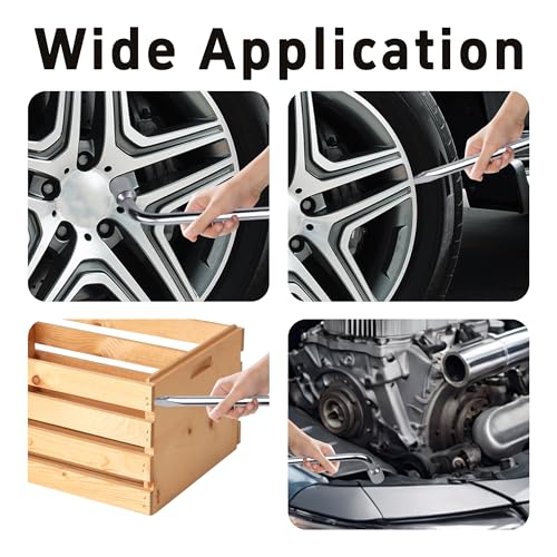 Image of 17mm Car Spare Tire Lug Wrench, Heavy Duty L-Type Tire Steel Tool with Slotted Hex End for Spare Tire Replacement, Car Repair, Maintenance