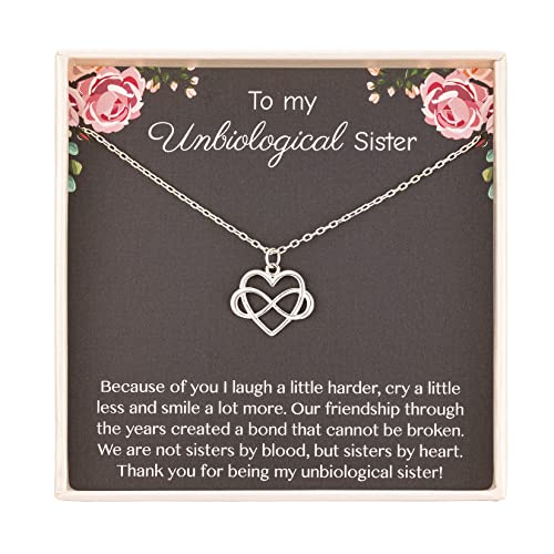 RareLove Gifts for Sister in Law,Unbiological Sister Necklace Gift For Best Friend,925 Sterling Silver Tiny Infinity Heart Necklaces for Women Friendship,Best Friend Necklace