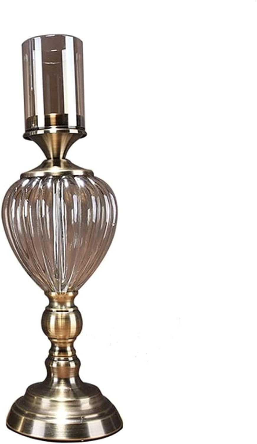 Świecznik w stylu retro ze szkła kryształowego – elegancki metalowy stojak filarowy na ślub, stół jadalny, wystrój domu – kreatywna dekoracja w stylu vintage przy świecach duży