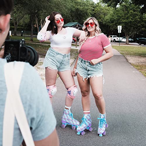 Ruthfot Roller Skates For Women And Girls With Double-Row Four Light Up Wheels, High-Top Pu Leather Rollerskates #TOP7