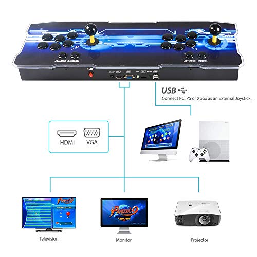 Pandora's Box 9 Multiplayer Joystick and Buttons Arcade Console, TAPDRA Cabinet Games Machines for Home, 1500 Retro Classic Video Games, Newest System with Advanced CPU, Compatible with HDMI - Thumbnail 2