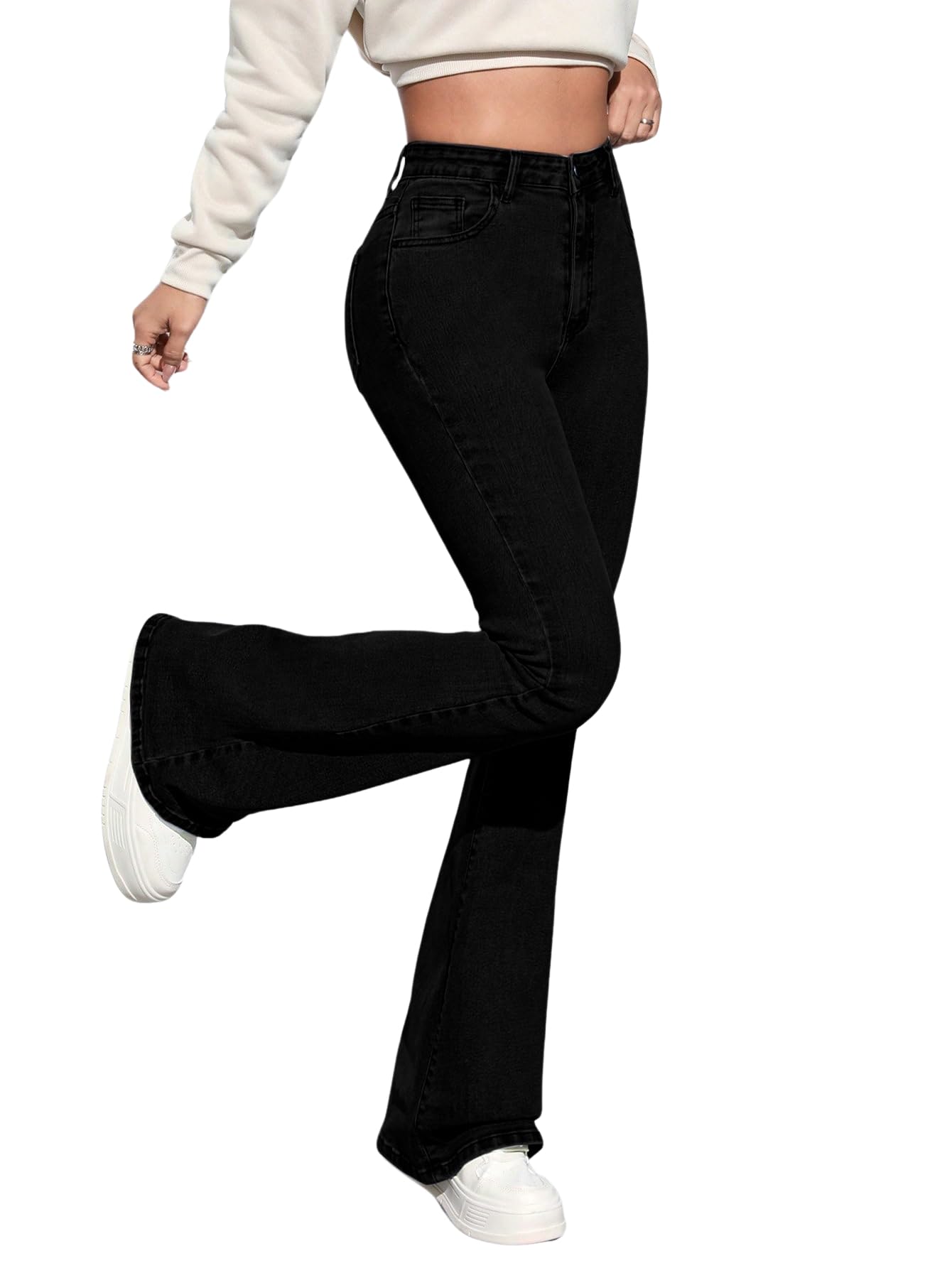 aahwan Solid Low Waist Bootcut Denim Jeans for Women's & Girls'-picture-49