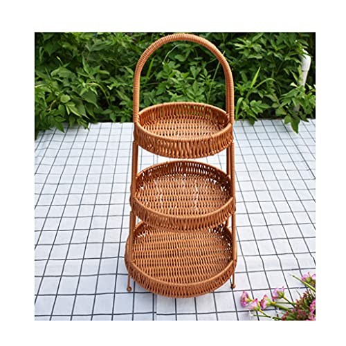 Corbeille A Fruits 3 Etages, Panier Tissé En Rotin Petit Panier à Collations Multicouches Pour Restaurant Hot Pot Panier à Collation Panier De Rangement (Size:3 layers,Color:True color Storage basket)