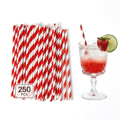 Pitillos de papel desechables rojo y blanco 13.97 cm 250 pzas miniatura 1