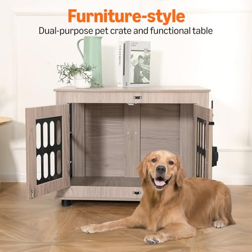 Amazon Basics Heavy Duty Dog Crate Furniture for Small Dogs, Wooden Decorative Dog Kennel Cage Indoor with Safety Lock, 32.5" L x 25.6" W x 21.9" H - Image 4