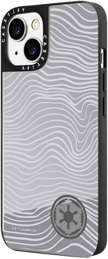CASETiFY Mirror iPhone 14 Case [Mandalorian Co-Lab / 4.9ft Drop Protection/Compatible with Magsafe] - Beskar Ingot - Silver on Black