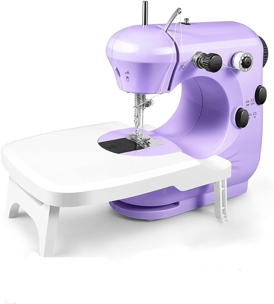 Mini Sewing Machine, Small Sewing Machine with Built-in Sewing Light And Safe, Foldable Extension Table Basic Sewing Machine for Beginners & Children, A Kid Sewing Machine Is A Must-have for Home DIY