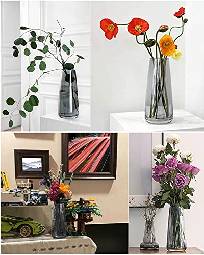 PIPIHUA Vaas Van Loodvrij Glas, Kristallen Vazen Voor Pampasgras, In Stijl Handgemaakte Bloemenvaas Voor Bloemen En Droogbloemen, Decoratief Cadeau Voor Woonkamer/Kantoor/Eettafel(Rookgrijs) - Afbeelding 4