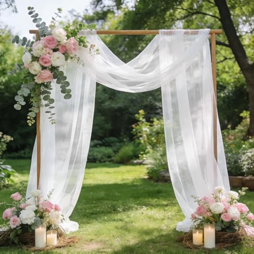 Tissu en Tulle Blanc, 6 m x 160 cm Tulle Doux pour Décoration de Mariage,Blanc Tissu en Tulle Doux Rideau De Gaze Anniversaires Favors Party
