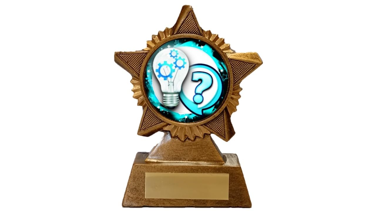 Troshow Antique Gold Quiz Trophy Award Premier Star 120Mm Heavy Resin Pub Quiz Free Engraving -Troshow1-Gd
