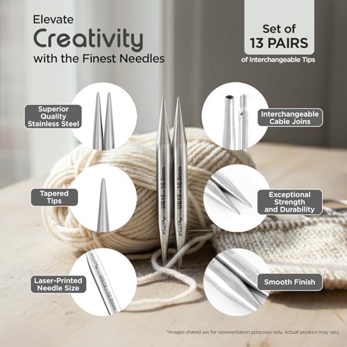 Image of KnitPro Stelo Grande Normal Interchangeable Needle Set 5 inch (13cm) | 13 US Sizes (2.5 to 15)