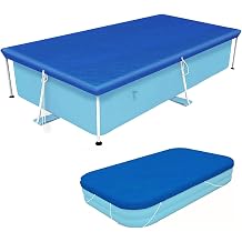 Vanexiss Swimming Pool Cover, 120 x 80 Frame Pool Cover with Ropes - Rectangular UV Resistant Polyethylene Rainproof Dust Cover