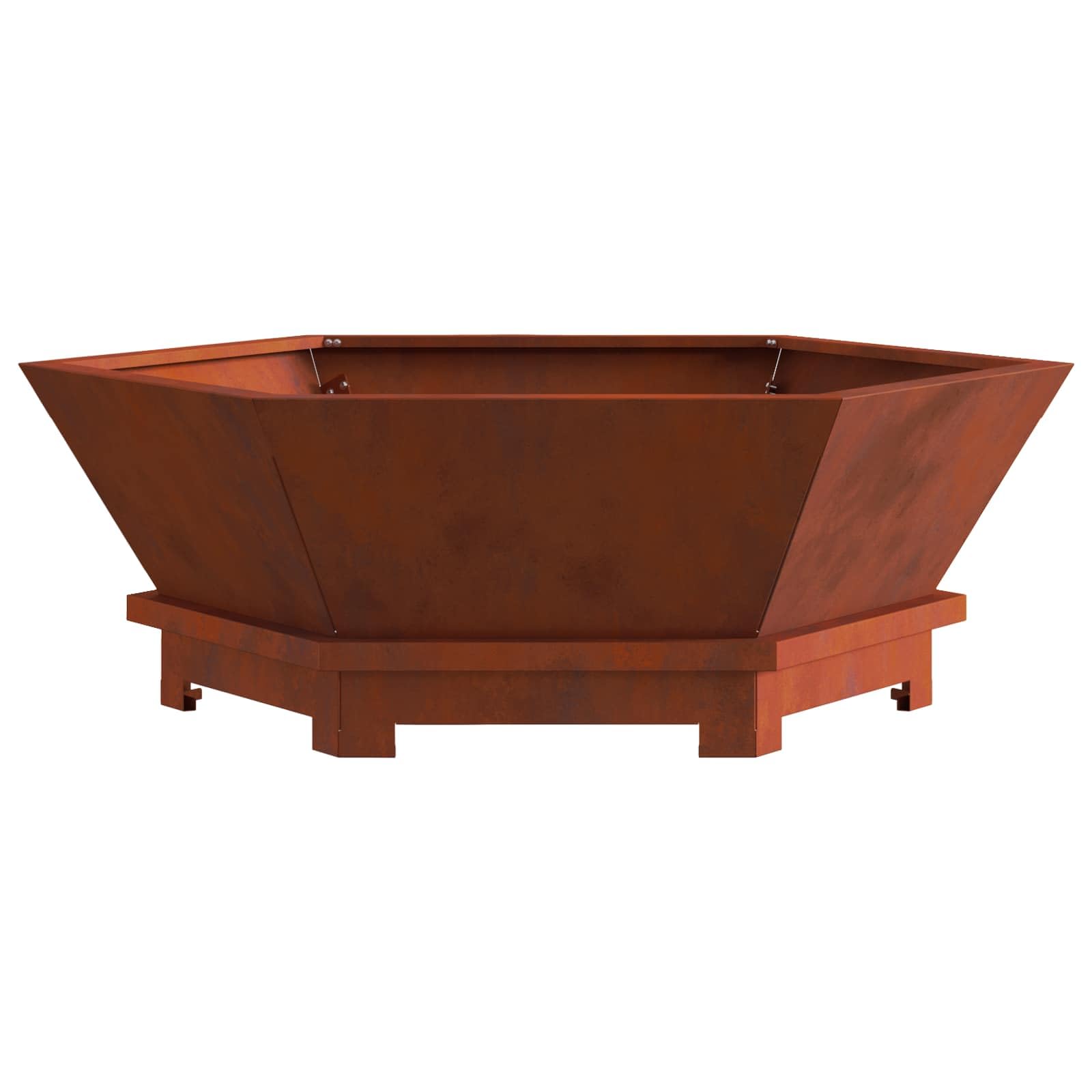 Brasero marrón de acero resistente a la intemperie, 75 x 75 x 28 cm, independiente para exterior terraza y jardín, ideal para calidez, llama y noches acogedoras al aire libre