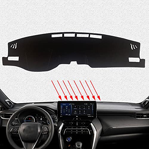 Great-luck Dashboard Cover Mat Custom Interior Accessories Dash Covers Reduces Glare Eliminates Cracking(Without HUD(Black edge) for Toyota Venza(2021 2022)
