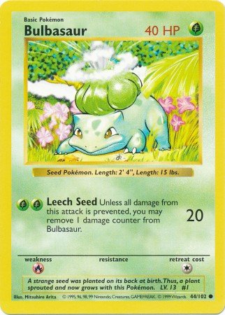 Pokemon - Bulbasaur - Basic 44/102 - Shadowless: Amazon.de: Toys
