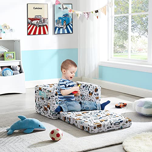 Ulax Furniture Kids Sofa Couch, Children Flip-Out Chair 2-In-1 Toddler Chairs Convertible Sofa To Lounger #TOP1