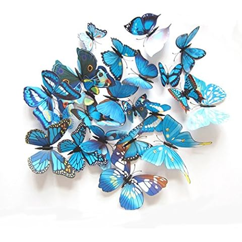 Butterfly 3D Wall Colorful Stickers DIY Art Decor Crafts Room Decoration 12 Pcs (Blue) Cover