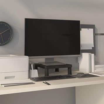 HIPS Monitor Stand, Black, 33.5 x 34 x 10.5 cm, Height Adjustable, Table TV Stand for Ergonomic Work, Universal TV Stand