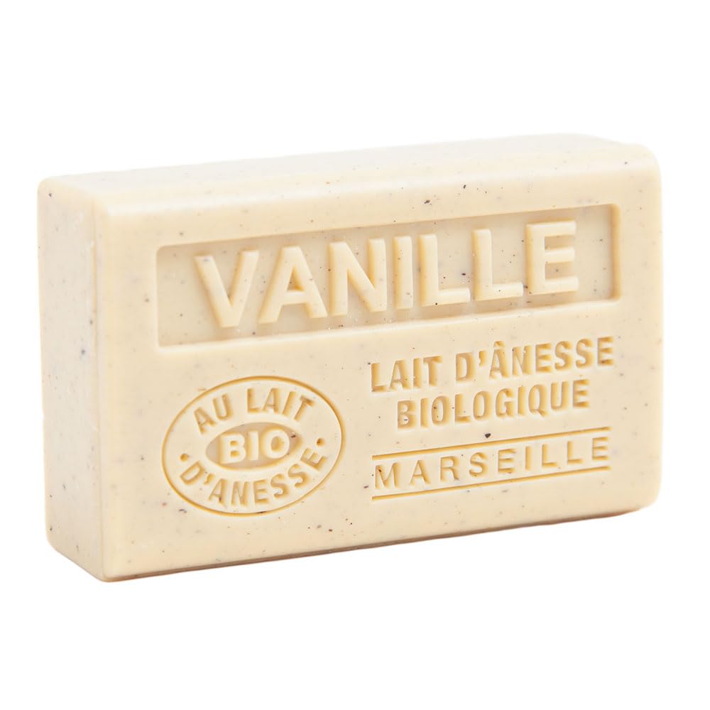 Label Provence Savon de Marseille - French Soap Made With Fresh Organic Donkey Milk - Vanilla Fragrance - 60 Gram Bar