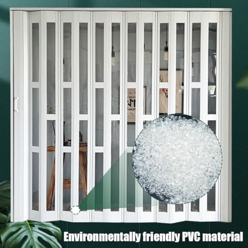 Waterproof Accordion Interior Doors, PVC Multifold Folding Doors with Double-Sided Handles, Seal Kitchen Fumes, Easy Installation Fittings for Home and Office