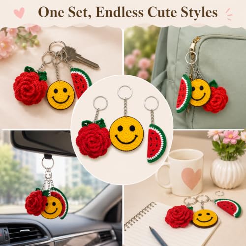 Image of Handmade Crochet Keychain Flower Design