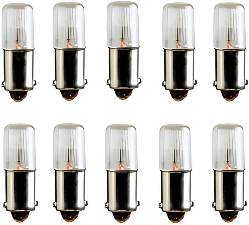 10 Pcs Replacement Neon Indicator Light Bulbs 0.25W NE51H B2A T3.25 BA9s Amber 105-125V for Panel, Switches, Industrial Equipment Parts