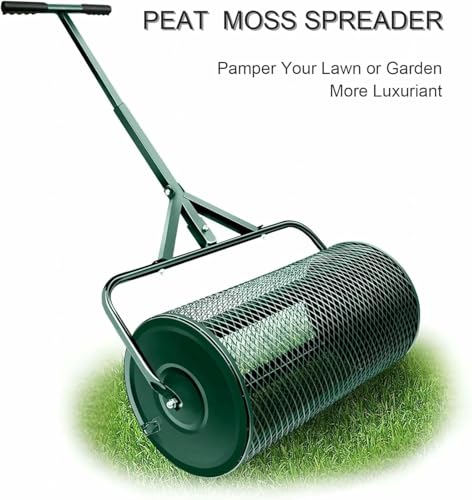 Épandeur de compost en acier avec rouleau à gazon durable et robuste