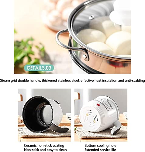 ANSNOW 8 L Electric Hot Pot, Rapid Noodles Cooker, Stainless Steel Mini Pot for Boiling Water, Eggs, Cooking, Noodles, Multifunctional Rice Cooker Steamed Ewith Steamer Heatproof/Blu - Image 5