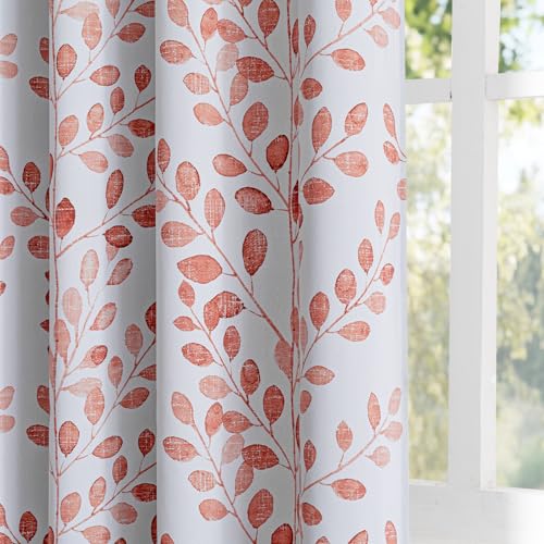 Image of MYSKY HOME Terracotta Curtains 84 Inch Length for Bedroom Grommet 2 Panels