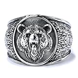 fycouyee Bague vintage dominatrice Viking ours en acier inoxydable