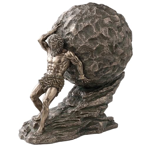 Estatua grande de resina con acabado bronce Sísifo 15.25 pulg