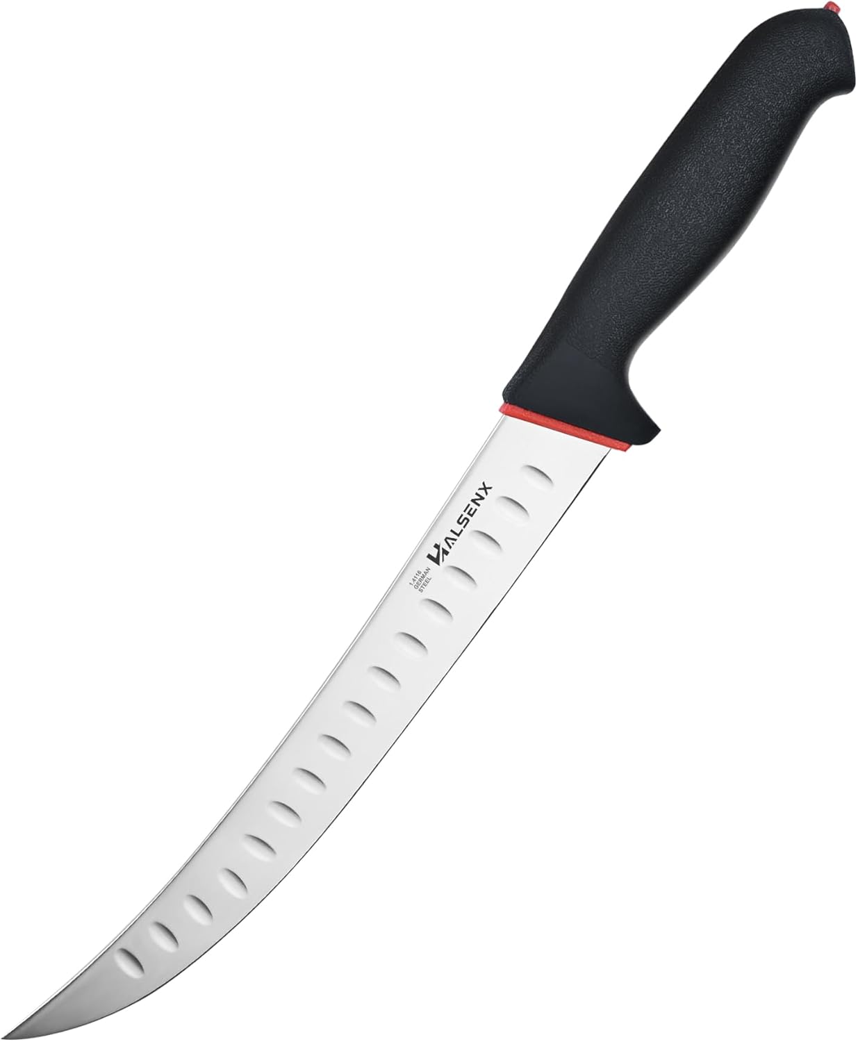 10" Butcher Knife - 1.4116 German Steel Curved Blade with Fluted Edge, Breaking Knife for Meat, BBQ, Steak - Non-Slip SoftGrip Handle 10" Breaking Knife