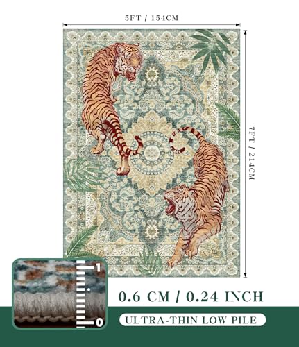 Chakme Tapete Área 5x7 Vintage Boho Antideslizante Lavable miniatura 2