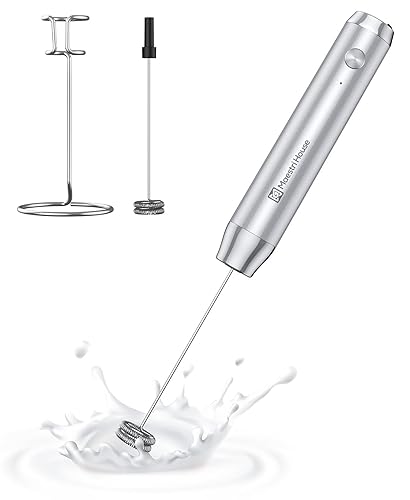 Maestri House Rechargeable Milk Frother with Stand, LunaFro Handheld Electric