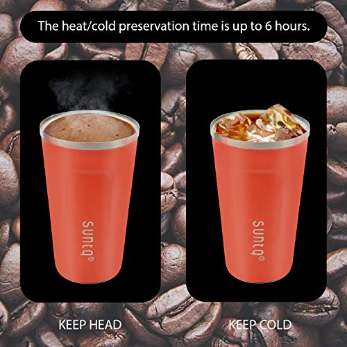 SUNTQ Taza de café Reutilizable Taza de Viaje de Acero Inoxidable con Tapa a Prueba de Fugas Aislamiento al vacío de… - Imagen 5