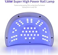 Vista 6 de JEWHITENY Lámpara de uñas LED UV de 120 W, secador de uñas más rápido para esmalte de gel con 4 ajustes de temporizador, luz UV profesional de uñas