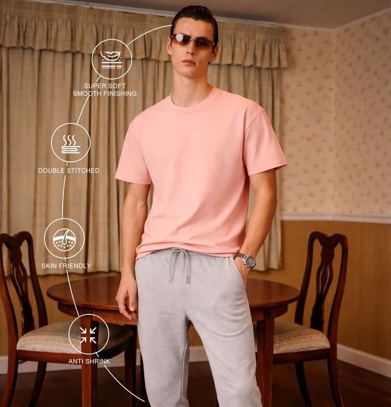 Image of Sleepynuts Men's Regular Fit Round Neck Half Sleeves Solid Casual Wear T-Shirt
