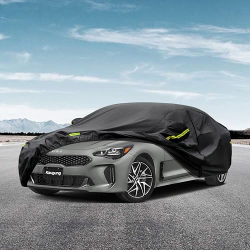 Image of Kaugung 7 Layers Car Cover Custom Fit Kia Stinger from 2017 to 2025, Outdoor Waterproof All Weather Sun Rain Dust Snow Protection with Zipper Door.(USA Warehouse,Within 3-7 Days)