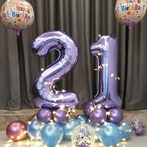 Image of 40 Inch Purple number Helium Foil Birthday Party Digit Balloons (Purple 0)