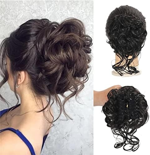 Claw Messy Bun Hairpieces Clip Wavy Curly Hair Chignon Clip in Hairpieces Tousled Updo Doughnut Hair Bun Synthetic Hair Ponytail for Women Girls