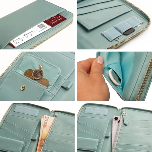 Image of Travel Document Organizer - RFID Passport Wallet Case Family Holder Id Wristlet