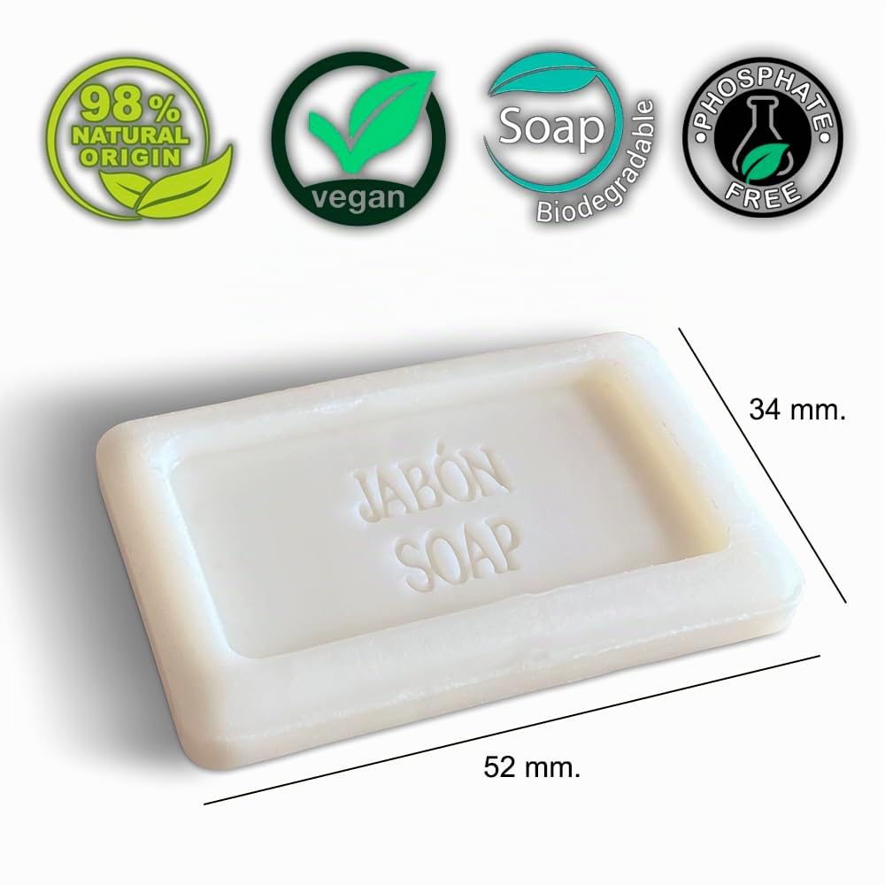 GPQ - Pastilla de Jabón OLIVE 8gr. | 500 Und. | Vegan Biodegradable 98% Natural Origin | Amenities sin Paravenos con Aceite de Oliva | Hotel, B&B, Casa Rural, Camping, Crucero... | Fabricado en España
