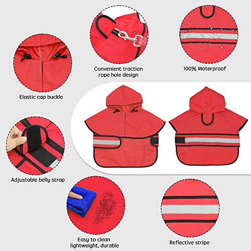 Dog Raincoat Hooded Poncho – Adjustable Waterproof Dog Rain Jacket Lightweight Reflective Dog Rain Coat Pet Slicker for Small Medium Large Dogs (Large, Bright Red) Dog Raincoat Hooded Poncho – Adjustable Waterproof Dog Rain Jacket Lightweight Reflective Dog Rain Coat Pet Slicker for Small Medium Large Dogs (Large, Bright Red)
