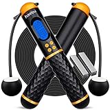 Jump Ropes with Counter Adjustable Digital Counter Weighted Speed Skipping Rope with Weight Calorie Timer Circles for Training Fitness Exercise